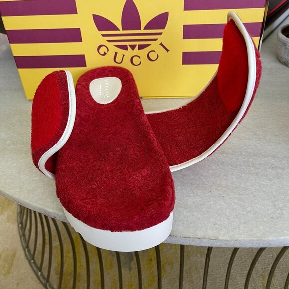Adidas x Gucci 702412 Mens Slides Sandals Shoe, Red, sz Gucci 9 & 10 - Picture 13 of 16